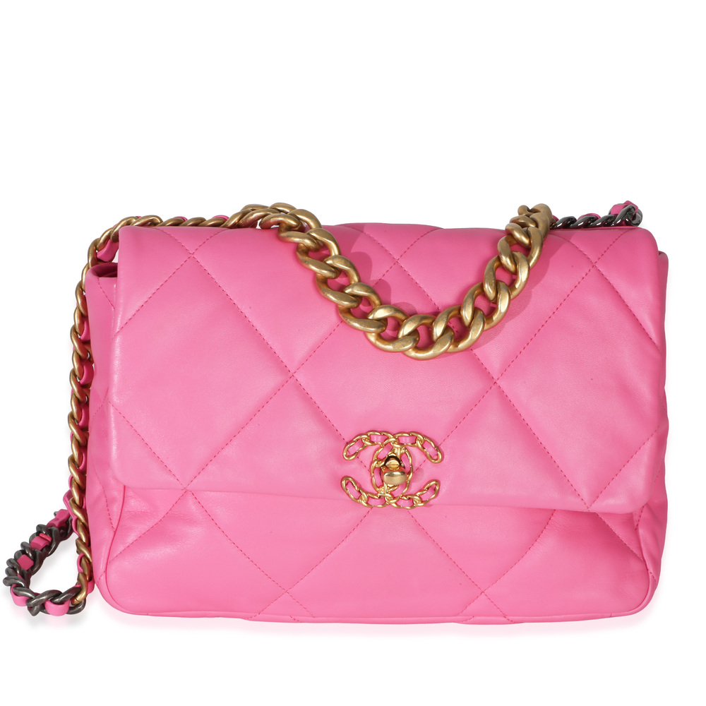 Chanel Pink Quilted Lambskin Large Chanel 19 Flap Bag